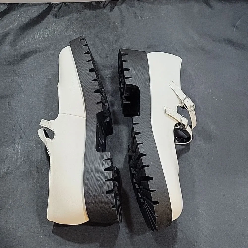 BRAND NEW BAMBOO DOUBLE BUCKLE DECOR FLATFORM MARY JANE SHOES